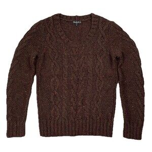 Silvia Novelli Women S / XS Cable Knit Sweater Wool Mohair Brown Italy Elegant